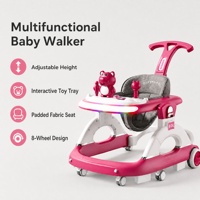 Marche-bébé stable avec lumières et jouets, trotteur d'apprentissage, trotteur d'activités pour enfants, 6 couleurs, poignée de poussée pour bébés, tout-petits, garçons et filles