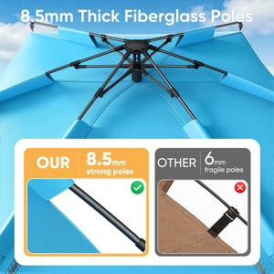 E-RIKE 3-4 Persons 190T Polyester UV Protection Automatic Beach Shade Tent Fiberglass Pole Portable Instant Pop-up Beach Tent - Product Image 5