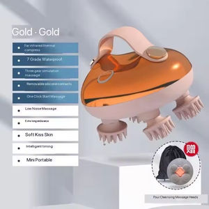 Masajeador de cabeza recargable de silicona con función de amasamiento, infrarrojos lejanos, resistente al agua, tres velocidades de intensidad, para uso corporal, con color y logotipo personalizables. - Product Image 6