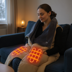 Manta Térmica USB de 6 Zonas, 3 Niveles de Calor, Interruptor Doble, Lavable a Máquina, Poncho con Orificios para Brazos, Envoltura Cálida para Invierno - Product Image 2