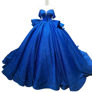 ชุดราตรีงาน Quinceanera แบบยาวลากพื้น ผ้าซาติน แบรนด์ Mumuleo Natural Summer ดีไซน์เปิดไหล่ ประดับด้วย Appliques ป้องกันไฟฟ้าสถิตย์ แต่งระยิบระยับ พร้อมชายกระโปรงยาวแบบ Chapel Train สำหรับงานปาร์ตี้ - Product Image 1
