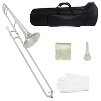 Salinte Mid Length Trombone Down to B-tone, Trombone Pulled, Student Beginner Band, Silver Nickel Plated