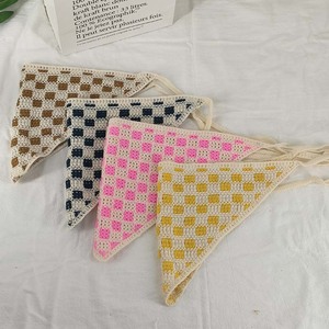 <span class=keywords><strong>Fascia</strong></span> per <span class=keywords><strong>capelli</strong></span> con fiori forati fatti a mano da donna in cotone lavorato a maglia scialle <span class=keywords><strong>Bandana</strong></span> sciarpa diretta alla fabbrica - Product Image 2