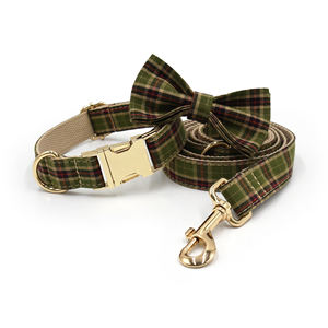 Tiktok Followers Pet ultimo 2025 simpatico cane guinzaglio viola e verde con fibbia in metallo Plaid collare per cani in cotone papillon per cani - Product Image 2