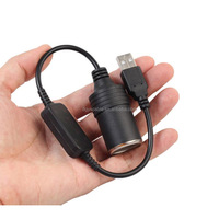 DC5V Transfer V Hembra a Cable de cigarrillo de coche Cargador de coche Hembra ToUSB Tipo-A Cable hembra