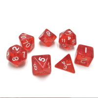 Dés à jouer rouges transparents RPG, ensemble de dés polyédriques DND pour jeux de société