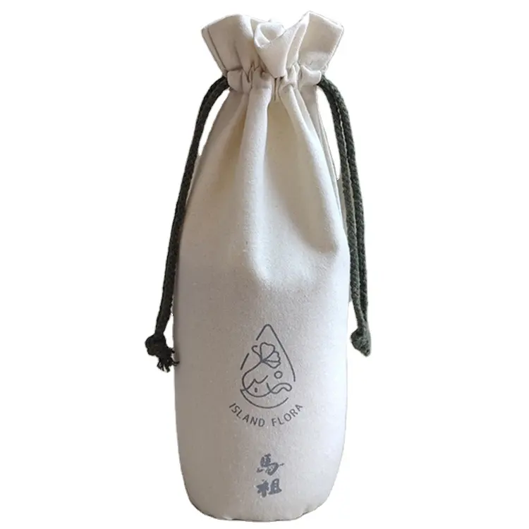 Çevre dostu özel baskılı logo yuvarlak alt doğal pamuk tuval hediye çift dize mum büzgülü torba saplı çanta