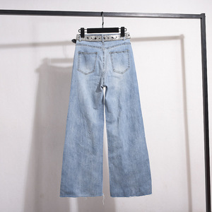 Venta al por Mayor Boutique Verano 2026 Nuevos Vaqueros de Mujer de Pierna Ancha, Cintura Alta, Efecto Reductor con Bordado de Encaje a la <span class=keywords><strong>Moda</strong></span> - Product Image 2