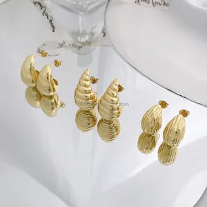 Neuzugang Messing-Ohrringe mit 18K Goldplattierung Tropfenform einzigartiges Design Stecker-Ohrringe für Damen Mädchen-Geschenk