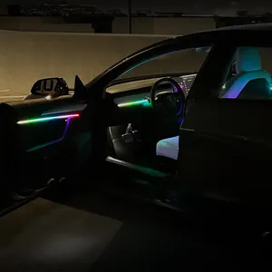 Lumière d'ambiance pour voiture DIY RGB LED 18 en 1 Symphony Flow Gradient Light bandes Intérieur APP Guide Fibre Atmosphère Décoration Optique