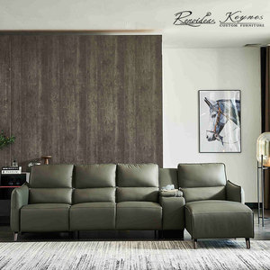 Canapé inclinable en cuir véritable trois places pour chambre d'hôtes et suite d'hôtel - Product Image 1