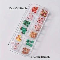 12 grille/boîte noël ongles breloques Kawaii 3D bonhomme de neige cloche wapiti noël Festival ongles accessoires