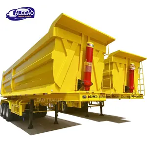 LEAO 3 Axles 4 Axles U Type Hydraulic Cylinder 50tons Rear Tipping Semi Truck Trailer 4 Axle 70t End Dump Trailer