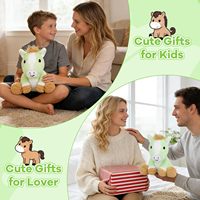 Boneka Kuda Duduk 8 Inci, Rambut Coklat Panjang, Bulu Hijau Lembut, Anggota Badan Lucu, Isi Kapas PP, Hadiah Ulang Tahun, Penghilang Stres