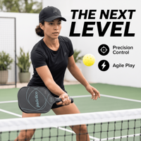 Nouvelle pagaie de pickleball personnalisée en fibre de carbone 2027 avec surface rugueuse et épaisseur de 14 mm ou 16 mm pour le jeu professionnel sur terrain