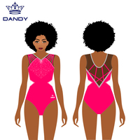Justaucorps de danse personnalisé Dandy de haute qualité brillant Justaucorps de gymnastique noir pour fille sexy