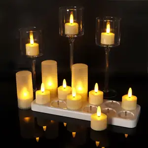 12 pezzi candele ricaricabili USB senza fiamma caldo LED luce del tè con Base di ricarica per l'arredamento della casa