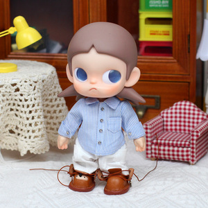 Zsiga 20Cm Doll Outfit Blue Striped Shirt White <b>Pants</b> Brown <b>Boots</b> For 1/8 Scale Doll Clothes Boy Toy Accessory - Product Image 3