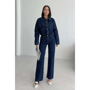 Combinaison en jean classique Xlove, taille haute, jambes larges, salopette pour femmes, 100% coton, lavable, style simple et tendance - Product Image 2