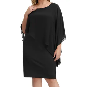 2022 Hot Sale Custom Plus-size Short Sleeve Casual Asymmetrical O-neck Corset Dress For Ladies Women