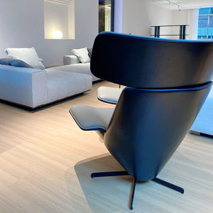 Noordse lederen stoel, lichte luxe, hoogwaardige fauteuil, trendy moderne stijl, woonkamer, zacht lederen hotelstoel - Product Image 4