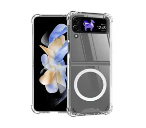 Transparent Anti Shock Magnetic TPU PC Mobile Phone Case Wireless Charging Cover For Samsung Galaxy Z flip 4 5g