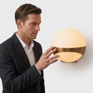 Applique <span class=keywords><strong>da</strong></span> <span class=keywords><strong>Parete</strong></span> Moderna Minimalista Rimovibile con Globo in Ottone Rotondo per Decorazione Interna del Soggiorno, Ideale per Diwali e Pensionamento - Product Image 1
