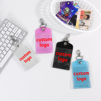 Porte-cartes transparent personnalisé coréen mignon avec paillettes, OEM ODM, pour cartes photo, d'identité, de campus, de métro, avec porte-clés