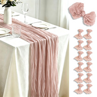 Nappes de table en gaze de coton rose/bleu clair 40x275cm /1.3FT * 9FT pour mariage/fête d'anniversaire/décoration intérieure 12PCS/PARTECIPATION