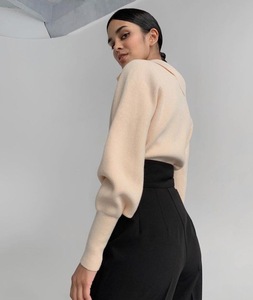 Vieux argent personnalisé vêtements nouveau Style chaud hauts <span class=keywords><strong>Paul</strong></span> revers tempérament femmes chandails hauts Monki pull - Product Image 4