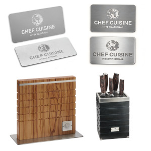 Plaques métalliques en aluminium OEM, plaques signalétiques gravées en acier inoxydable, logos gravés pour la présentation de marques de produits de <span class=keywords><strong>cuisine</strong></span> - Product Image 1