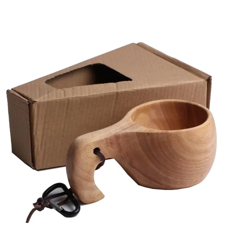 Nordic style Kuksa cup handmade outdoor camping hiking arabic coffee tea mug elephant wood cup