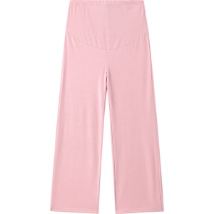 1113 #   <span class=keywords><strong>Pantalon</strong></span> de maternité décontracté à jambe large, coupe droite, amincissant, à rayures verticales, en polyester et élasthanne, avec soutien abdominal - Product Image 5