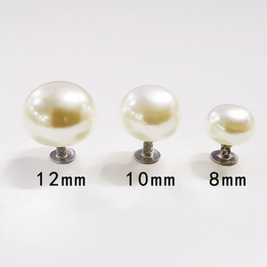 Flat Pearl Rivets 8-12mm High Gloss <b>Plastic</b> Resin For Clothing Decoration - Product Image 2