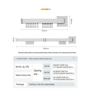 Clothes Rack Without Punching Wall Mounted Folding Clothes Drying Rack Small Household Balcony Clothes Drying Rod Made In China