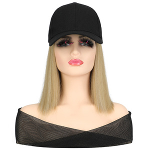 Perruque en fibre haute température, coupe <span class=keywords><strong>bob</strong></span> courte et droite, longueur clavicule, style européen et américain, avec bonnet intégré, directement de l'usine - Product Image 5