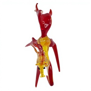 Figura de Dragón Mítico de Vidrio Soplado a Mano, Escultura Artística Roja - Product Image 1