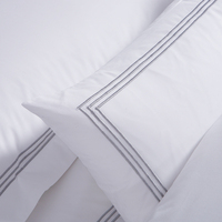 Set Sprei Hotel Mewah Bordir Bunga Putih 100% Katun