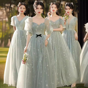 Mori Girl Style Bridesmaid Dresses 2025 Spring Long Elegant A-Line Sweetheart Neckline Spandex Evening Gown Wedding Outfits - Product Image 1