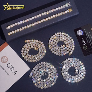 Spedizione Rapida, Gioielli in <span class=keywords><strong>Argento</strong></span> <span class=keywords><strong>925</strong></span>, Catena Tennis Hip Hop Classica di Alta Qualità con Diamanti Moissanite VVS da 6,5mm - Product Image 2