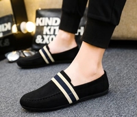 Mocassins en toile rayée et daim pour hommes, à enfiler, chaussures de conduite à semelle souple, décontractées et professionnelles, légères pour le quotidien