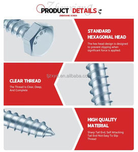 Khuyến mãi ốc vít Nhà cung cấp giá tốt DIN 571 hình <span class=keywords><strong>l</strong></span>ục giác Đầu Gỗ vít lag vít với mạ kẽm - Product Image 4