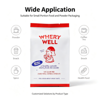 1. Sachet souple à soufflets latéraux personnalisé avec logo, plusieurs capacités (30g, 50g, 100g) pour poudre alimentaire