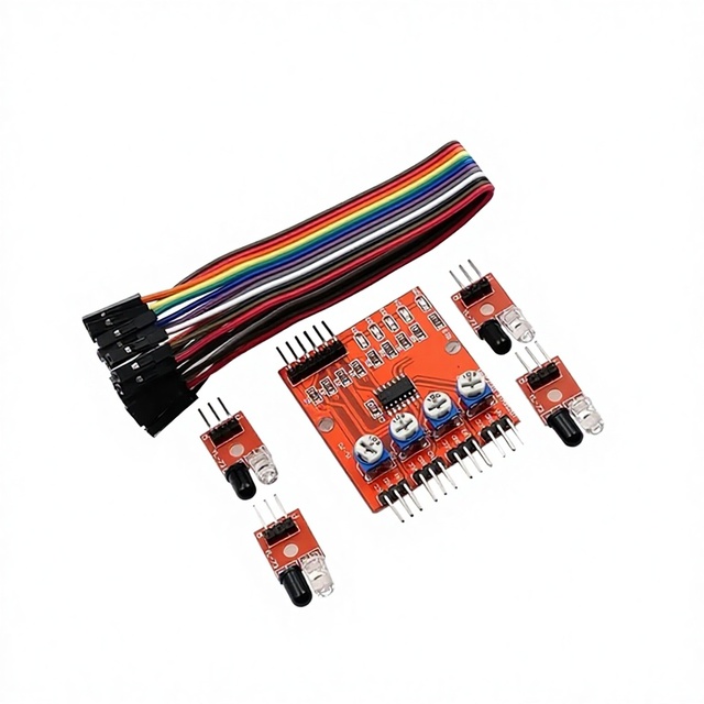 Four-Way Infrared Detection DC 3.3V-5V Line-Following Photoelectric Sensor Smart Car Tracking Module Black-And-White Line