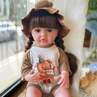 Boneka Reborn Perempuan 55cm Set Gaun Putri Bermotif Bunga Pakaian Multifungsi untuk Bermain Berdandan Hadiah Grosir