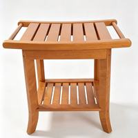 Tabouret de douche en teck, chaise de douche pour l'intérieur de la douche avec étagère de rangement