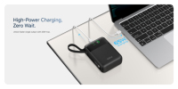 Power Bank Li-Polymer Transparan Kapasitas Tinggi 20000mAh OEM/ODM Semi Solid, Pengisian Daya Super Cepat 65W, Kabel Terintegrasi, Layar LED