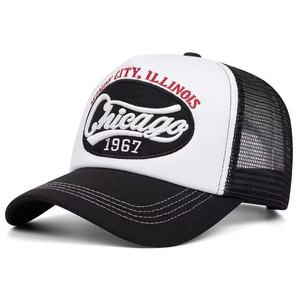 Casquette de baseball brodée Chicago, casquette d'extérieur en maille éponge, casquette de camionneur respirante et pare-soleil pour l'été - Product Image 2