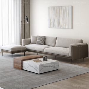 Sofá Seccional Moderno y Sencillo de Tela de Lino Lavable y Extraíble de Alta Gama Estilo Italiano para Apartamentos Pequeños - Product Image 2