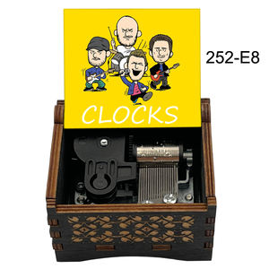 Carillon in Legno con Orologio, Tema <span class=keywords><strong>Coldplay</strong></span>, Scatola Musicale a Carica Manuale, Regalo per Natale, Compleanno, San Valentino, Anniversario - Product Image 6